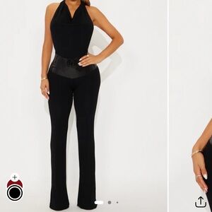 Fashion Nova Black Cowl Neck Halter Jumpsuit